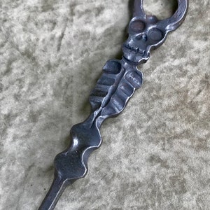 Meat Flipper, BBQ Tool, Steak Flipper, Steak Turner, Blacksmith Tool, Burnt Whisker Forge, Hand Forge Iron, Skull, Skeleton, Flipper, Grill image 3