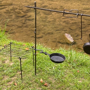 Camp Set, Rustic Camping, Glamping, Hand Forged Iron, Burnt Whisker Forge, Survival Camping, Rotisserie, Coffee, Grill, Outdoor Cooking, BBQ