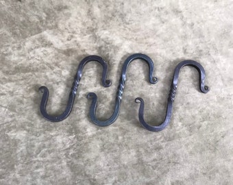 Handgeschmiedete Eisen S-Haken mit Twist, Pflanzenaufhänger (3er Set)