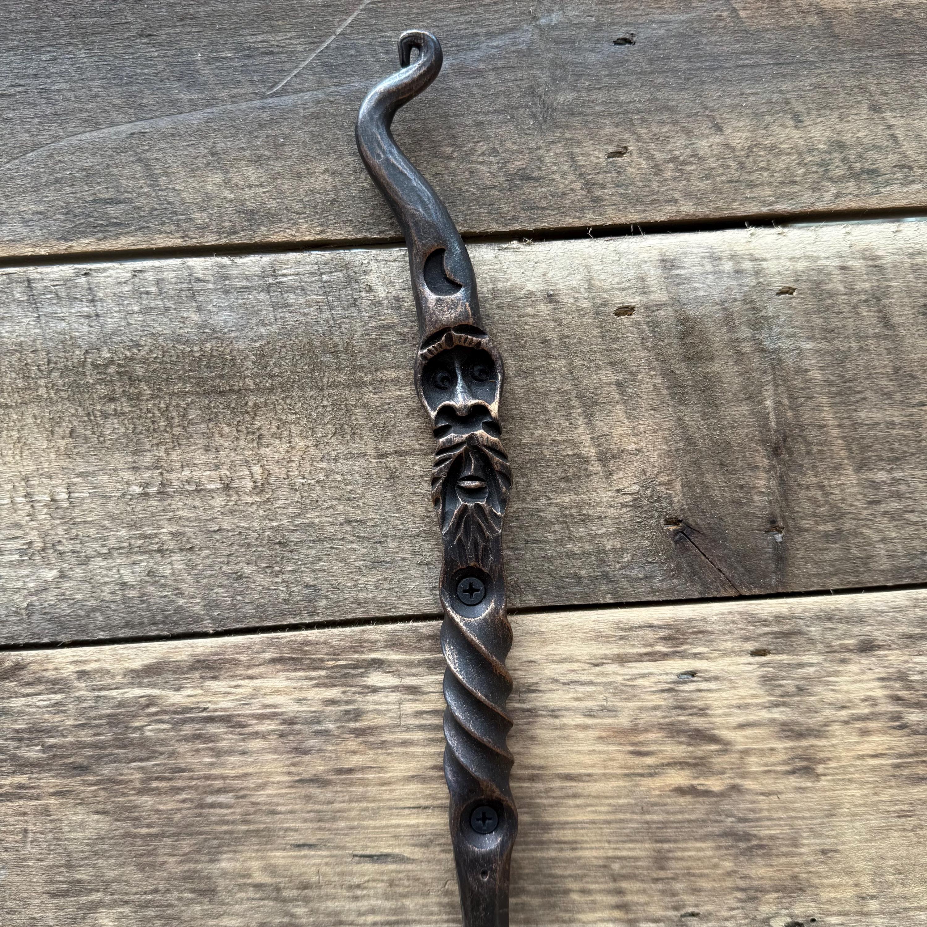 Hand Forged Iron Wizard Hooks, Rustic Blacksmith Wall Decor | Set Of Two