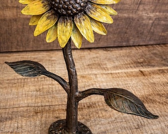 Hand-forged Iron Sunflower Sculpture, Rustic Blacksmith Art - Etsy