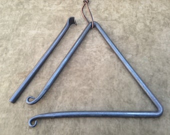 Handforged Iron Dinner Chime Bell, Blacksmith Bell, Burnt Whisker Forge, Iron Bell, Ranch, Cowboy, Rustic, Triangle, Musical, Call the Kids