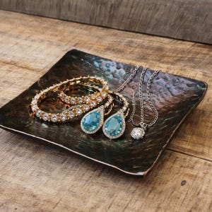 Hand Forged Iron Bowl, Cobblestone Texture, Rustic Catchall