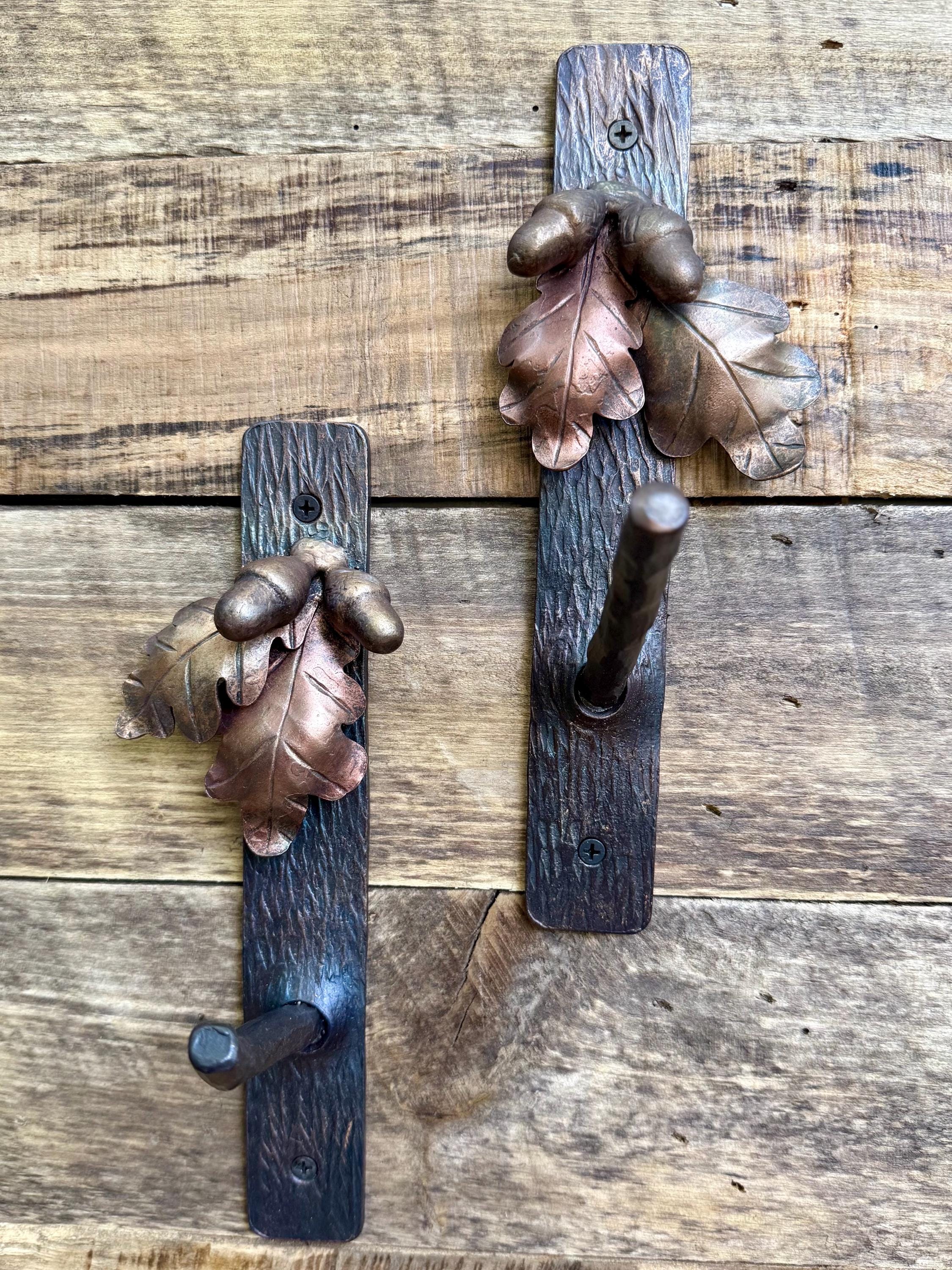 Hand Forged Iron Oak Leaf & Acorn Wall Mounted Hook