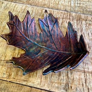 Hand Forged Iron Oak Leaf Bowl, Rustic Home Decor Catchall
