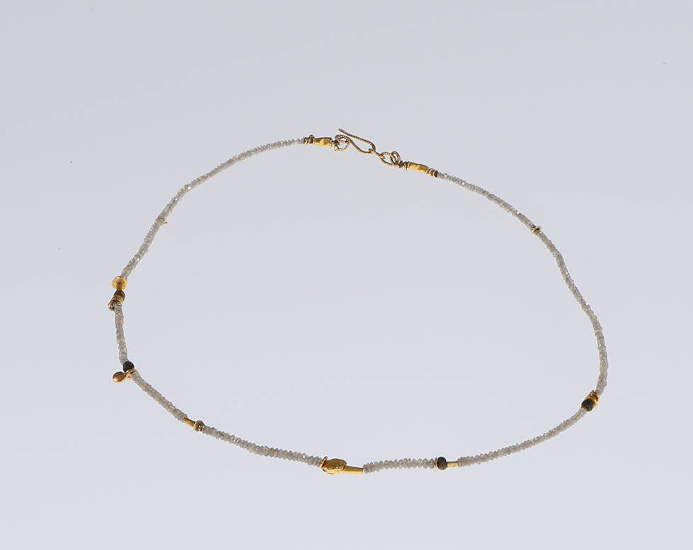 White Diamond Bead Necklace Rose Cut Diamond and gold Etsy