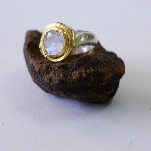 Moonstone Engagement Ring, Women&#39;s Wedding Band, Alternative Engagement Ring, Moonstone Wedding Ring, Gold and Silver Moonstone Ring