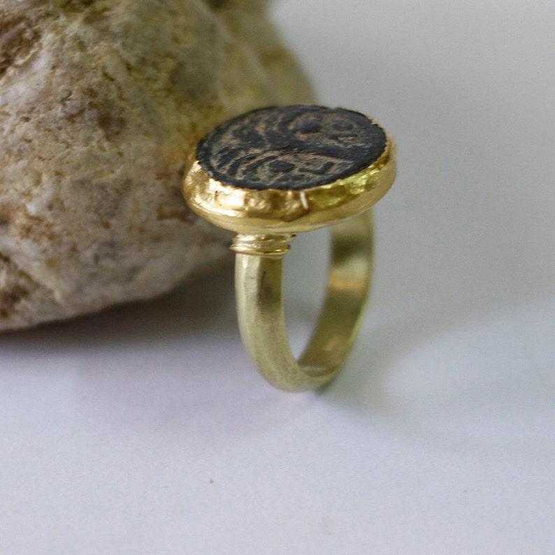 Ancient Coin Ring Yellow Gold Coin Ring 18K Solid Gold Ring - Etsy