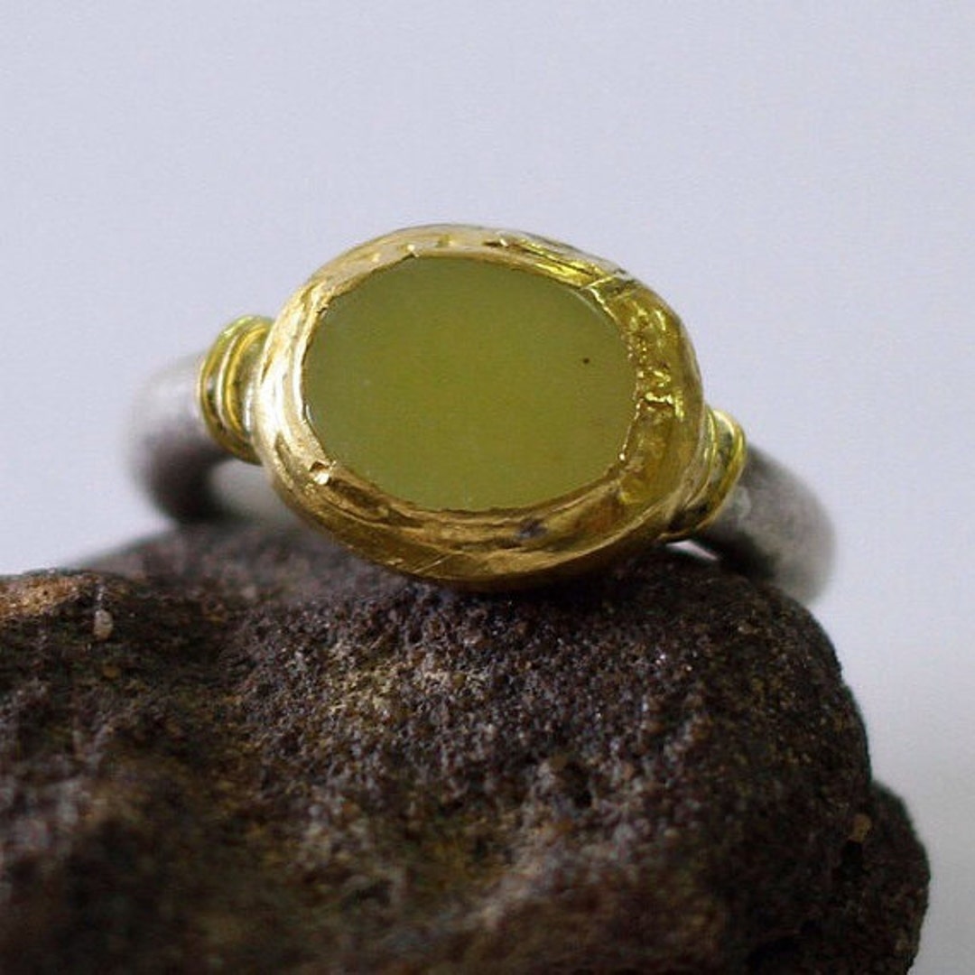 Lemon Jade Ring, Jade Engagement Ring, Jade Wedding Band, Unique