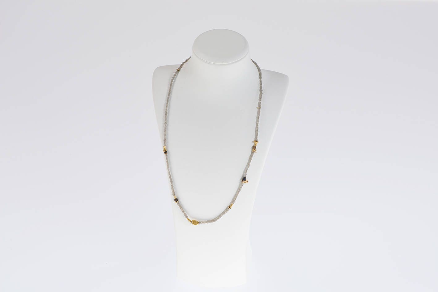 White Diamond Bead Necklace Rose Cut Diamond and Gold Etsy