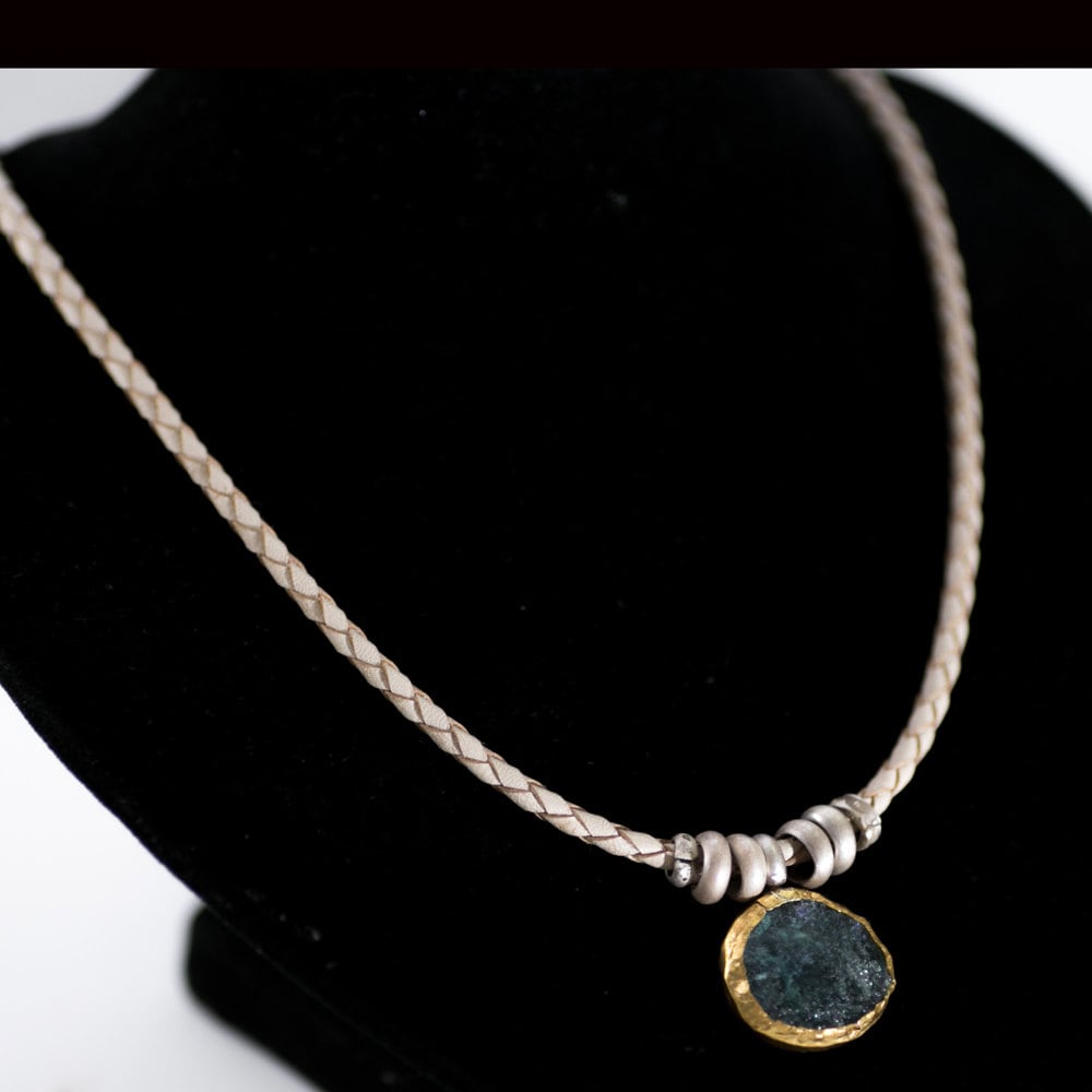 Antique Roman Glass Necklace Gold and Silver Glass Necklace Etsy