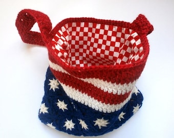 Mini sac USA  au crochet - rouge brillant