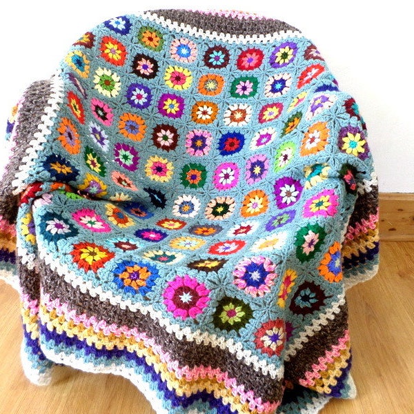 Plaid vintage multicolored wool granny Afghan