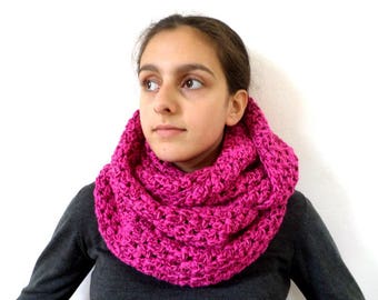 Snood oversized rose chiné en laine