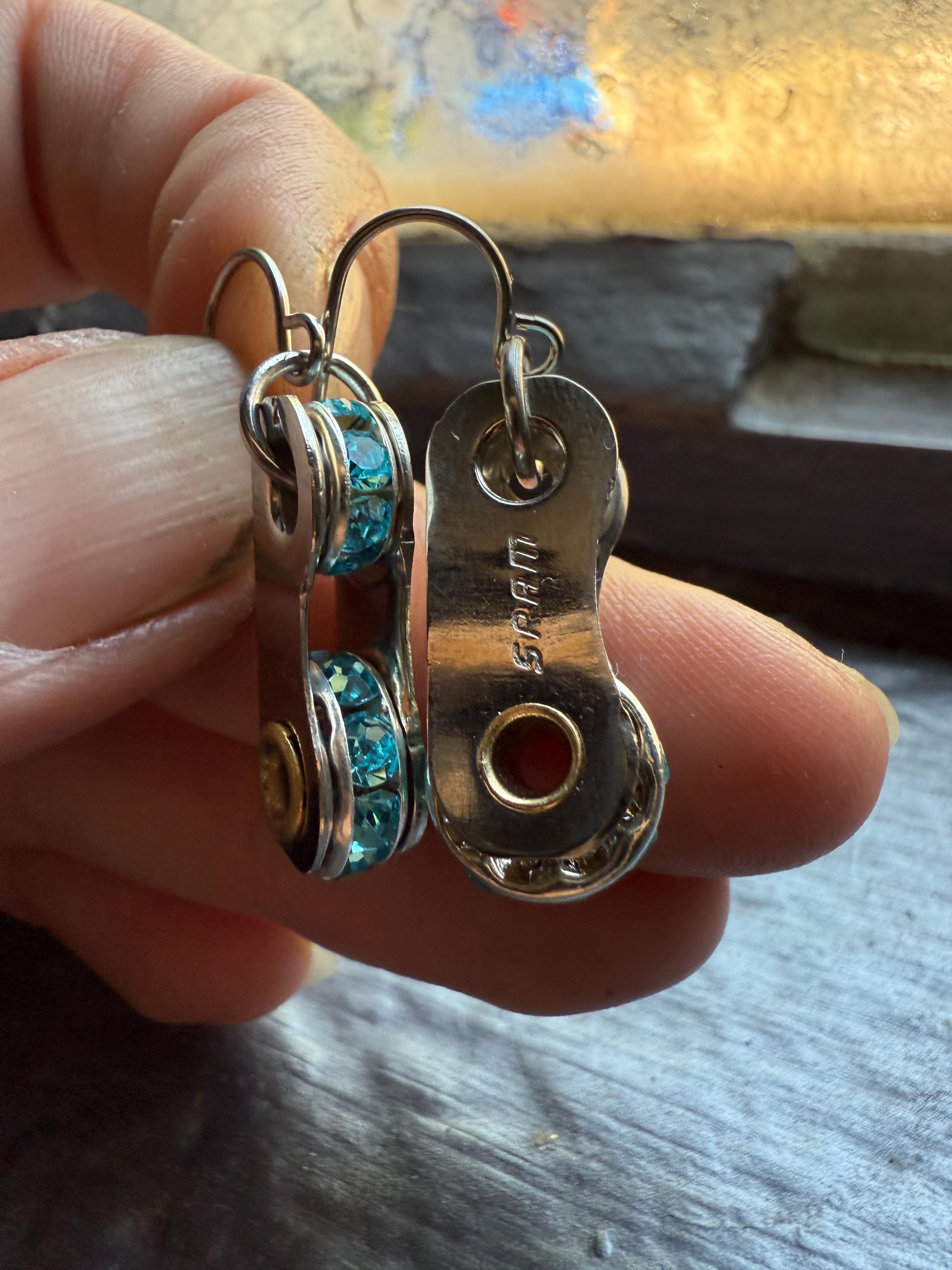 Bike Chain Earrings - Upcycled, Hypoallergenic Jewelry for Cyclists - Chainlink Roads
