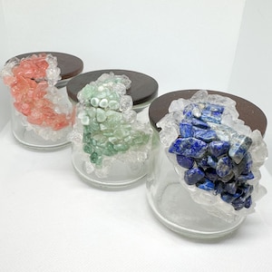 Crystal Geode Oui Glas mit Bambus Deckel: Edelstein Dekor