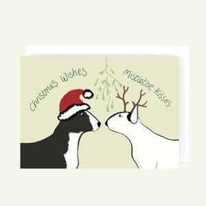 Bullterrier Weihnachtswünsche Mistelzweig Küsse Karte