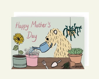 Mother's Day Soft Coated Wheaten Terrier In The Garden Card