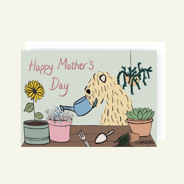 Mother's Day Soft Coated Wheaten Terrier In The Garden Card