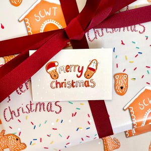 Confezione di etichette regalo di carta da regalo natalizia con motivo a tema Gingerbread Soft Coated Wheaten Terrier