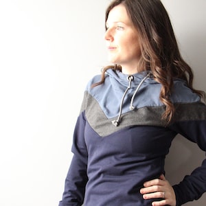 Colorblock Hoodie for Women: Handmade Cotton French Terry Athleisure