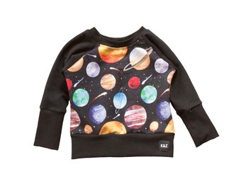 Ready to Ship, Space Sweatshirt for Boys, Planet Sweater for Baby, Baby Shower Gift, Solar System Toddler, Gender Neutral Baby Gift, Custom