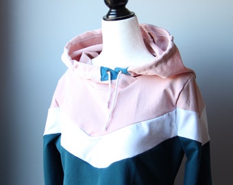 Pink Hoodie for Mom, ColorBlock Hoodie, Athleisure Clothing, Mothers Day Gift for Wife, Handmade Clothing, Comfy Cute School Outfit, Custom