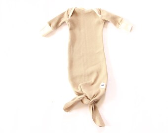 Waffle Knit Newborn Knotted Gown: Gender Neutral Sleeper