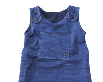 Denim Baby Overalls, Grow With Me Romper, Cotton Lycra Dungarees