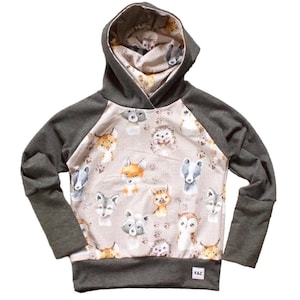 Woodland Hoodie for Kids, Grow With Me Hoodie, Woodland Baby Clothing, Gender Neutral Baby Shower Gifts, Fox Hoodie for Boys, Toddler Hoodie