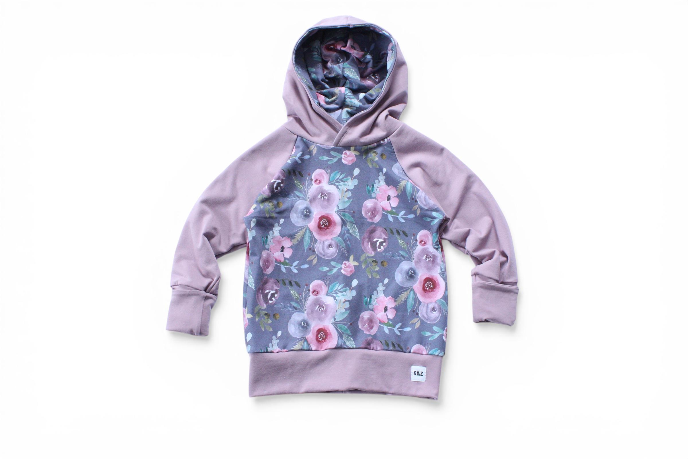 Floral Hoodie for Girls, Purple Hoodie, Grow With Me Clothes, Girly Clothes, Spring Shirt Girls