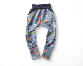Dinosaur Joggers: Grow With Me Pants, Handmade Dino Lover Gift