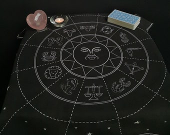 Star Sign, Pentagram Altar Cloth, Astrology Zodiac Celestial Altar Shrine Cloth, Witch Pagan Goddess Ceremony Ritual, Avalon Cloaks