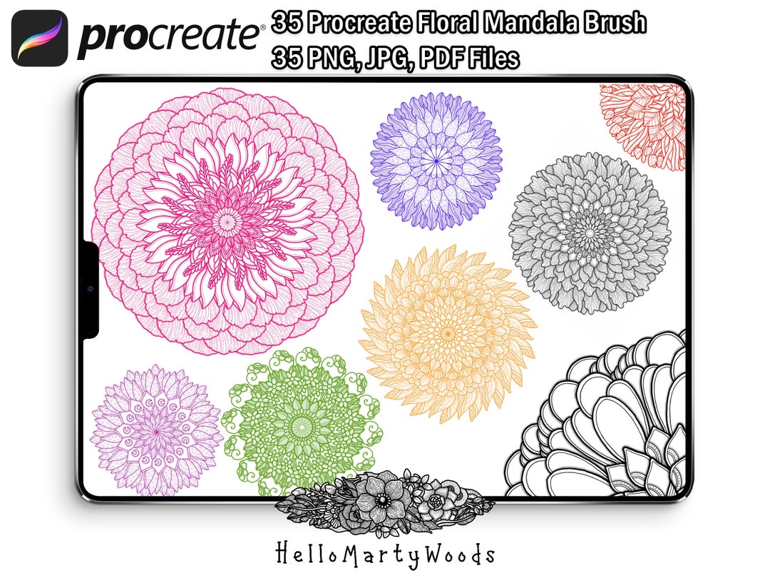35 Procreate Floral Mandala Brush Set Stamps With Png, Jpg and Pdf ...