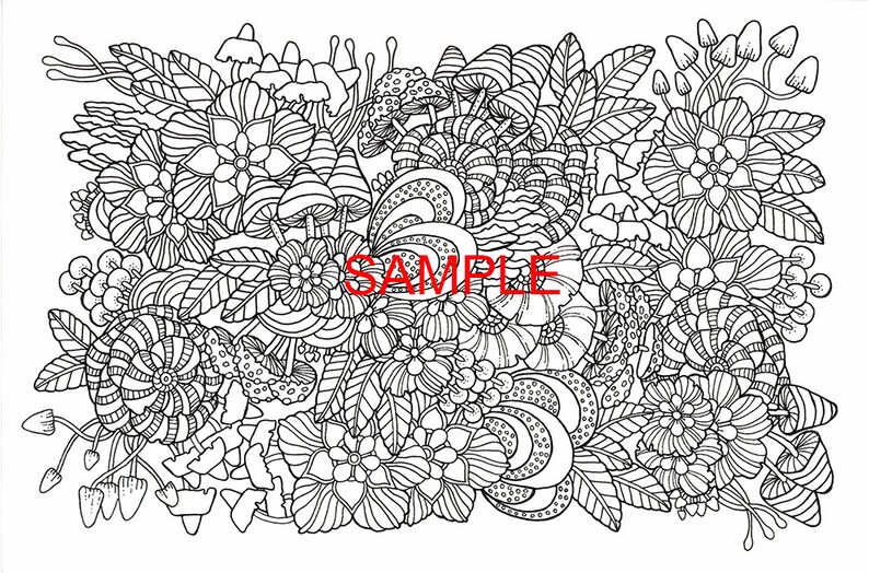 Download PDF version instant download Mushrooms Invasion Coloring Page | Etsy