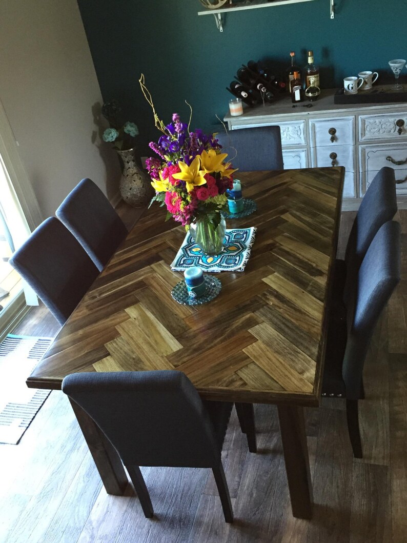 Herringbone Dining Table Dinner Kitchen Chevron Custom Size