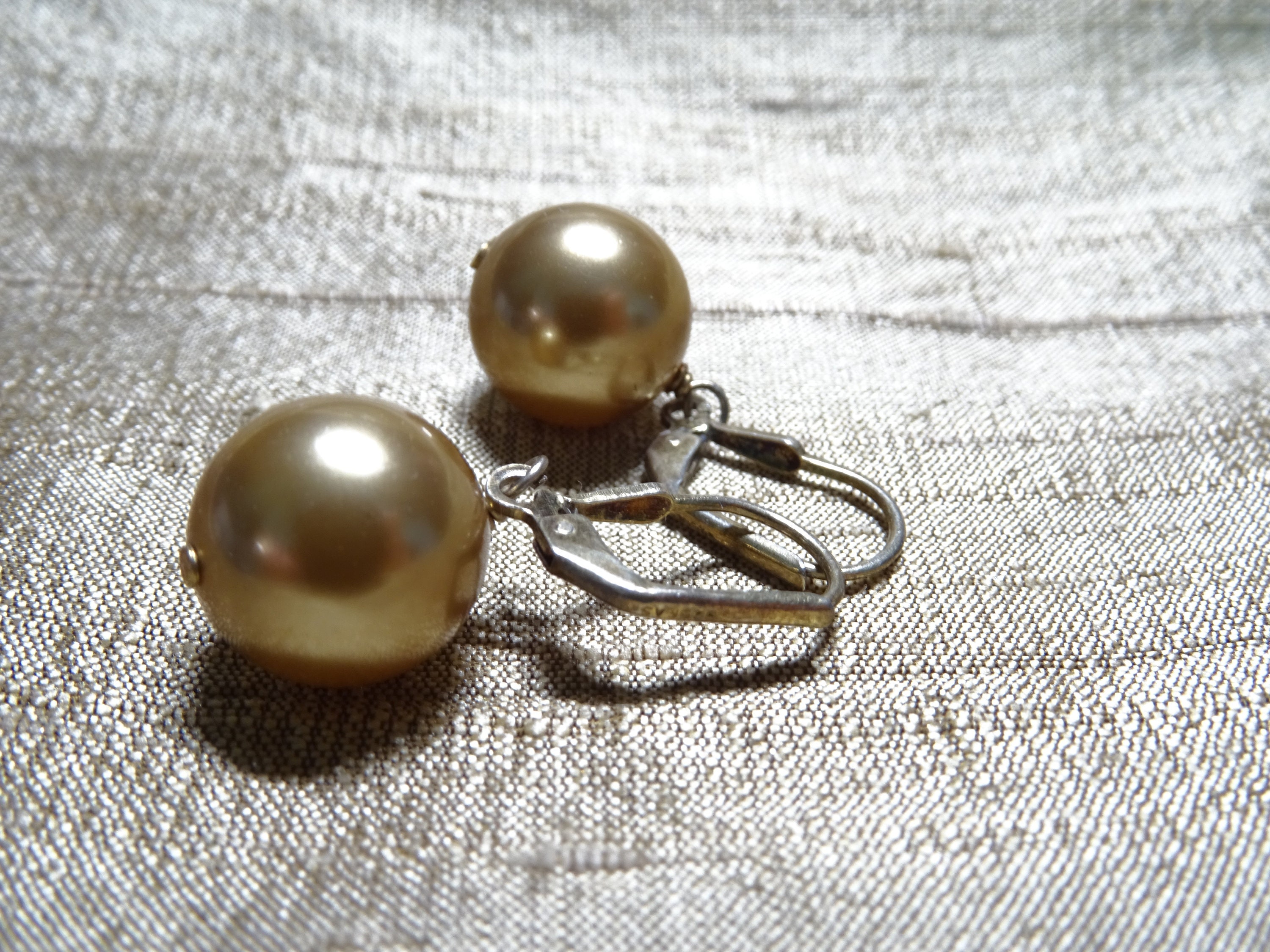 Vintage Tawny Pearl Drop Earrings Etsy