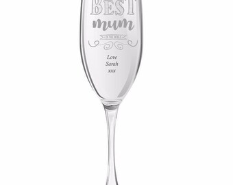 Anniversary Mum Nan Birthdays Personalised Glitter Champagne Prosecco Glass