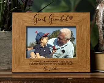 Personalised Great Grandad Wooden Photo Frame Gift