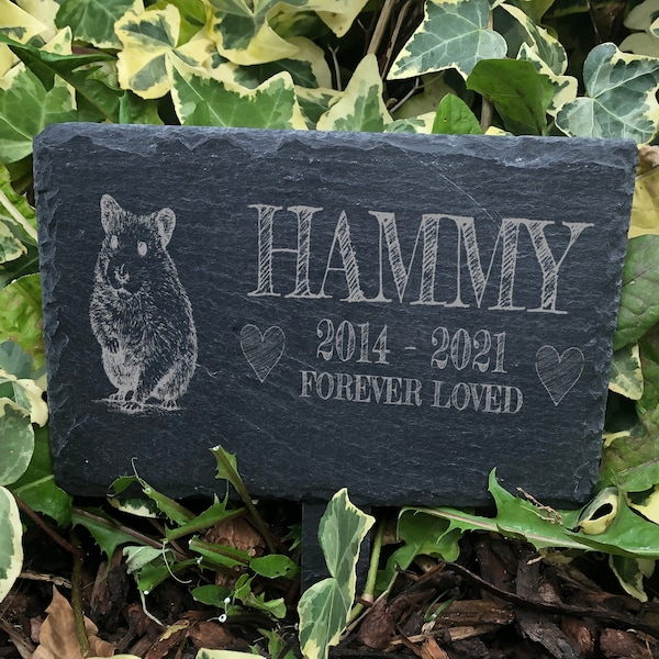 Personalised Hamster Remembrance Memorial Slate Marker Garden Sign