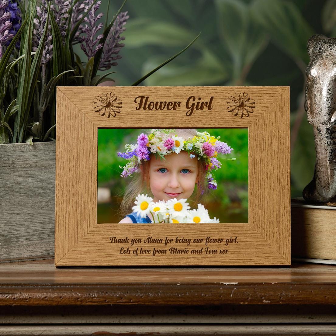 Girl Frame Personalised Flower Girl Wooden Photo Frame Gift - Etsy