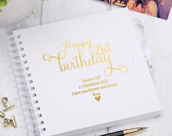 Álbum de fotos personalizado para aniversário de 21 anos em várias cores ou livro de visitas para presente