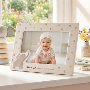 Hello Baby Beautiful Baby Girl Ceramic Baby Photo Frame 6" x 4"