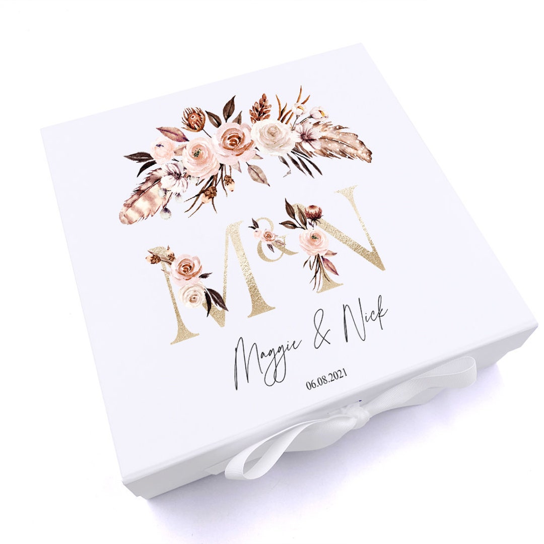 Personalised Boho Style Golden Text Wedding Keepsake Memory Box Gift - Etsy