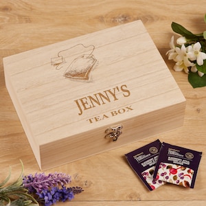 Personalised Tea Box Any Name Engraved With Tea Bag