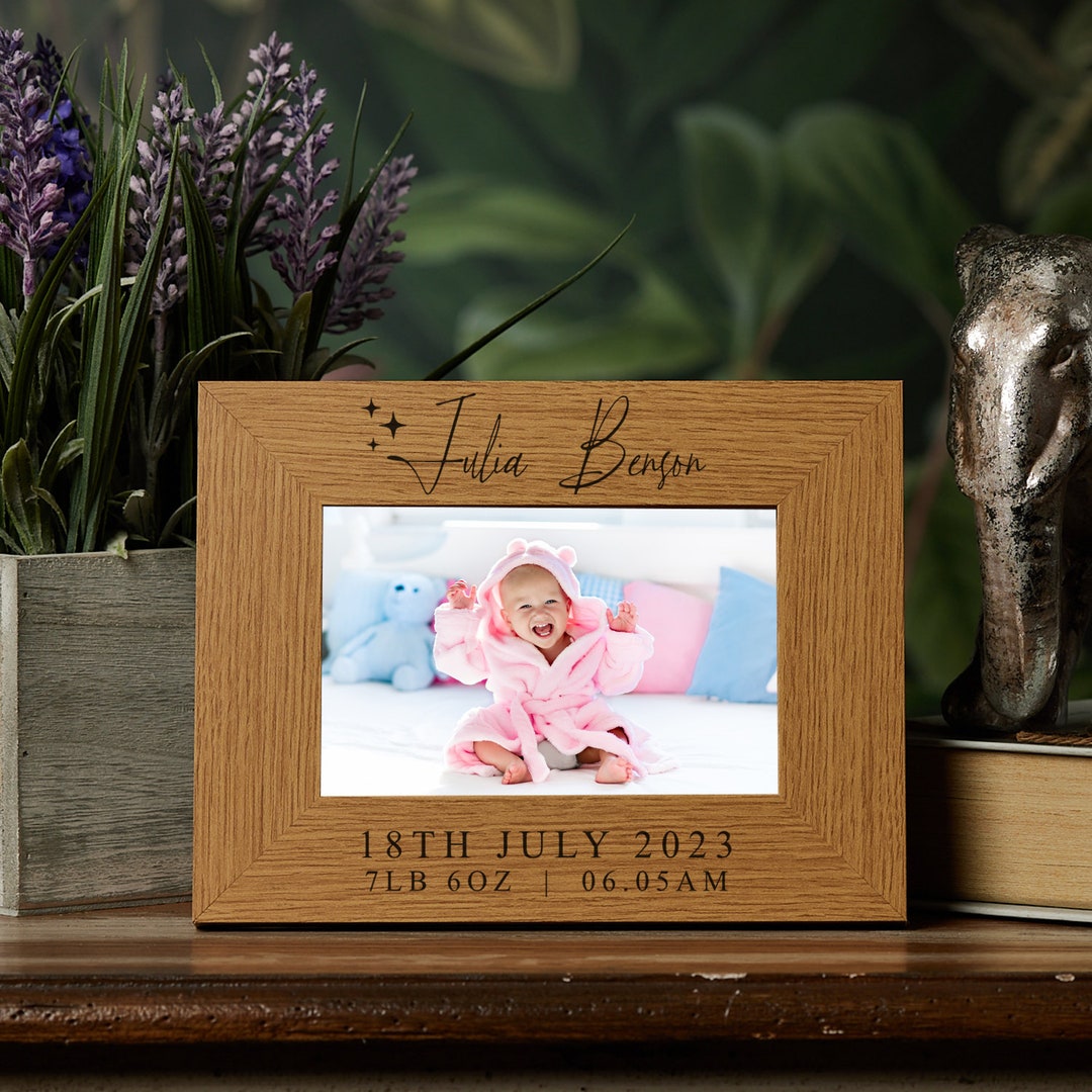 Personalised Landscape Baby Photo Frame, Newborn New Baby, Custom ...