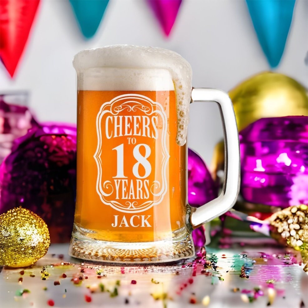 Happy Anniversaire Bière Verre Tasse Transparent 18 Ans Cadeau Célébrer  Neuf