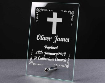 Personalised Baptism Gift Keepsake Glass Plaque Gift