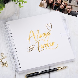 Always And Forever Wedding Guest Book Multiple Colours Scrapbook Photo album With Foil Script
