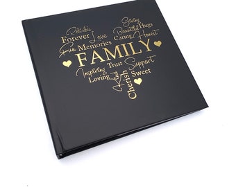 Family Black Photo Album Gift With Gold Script